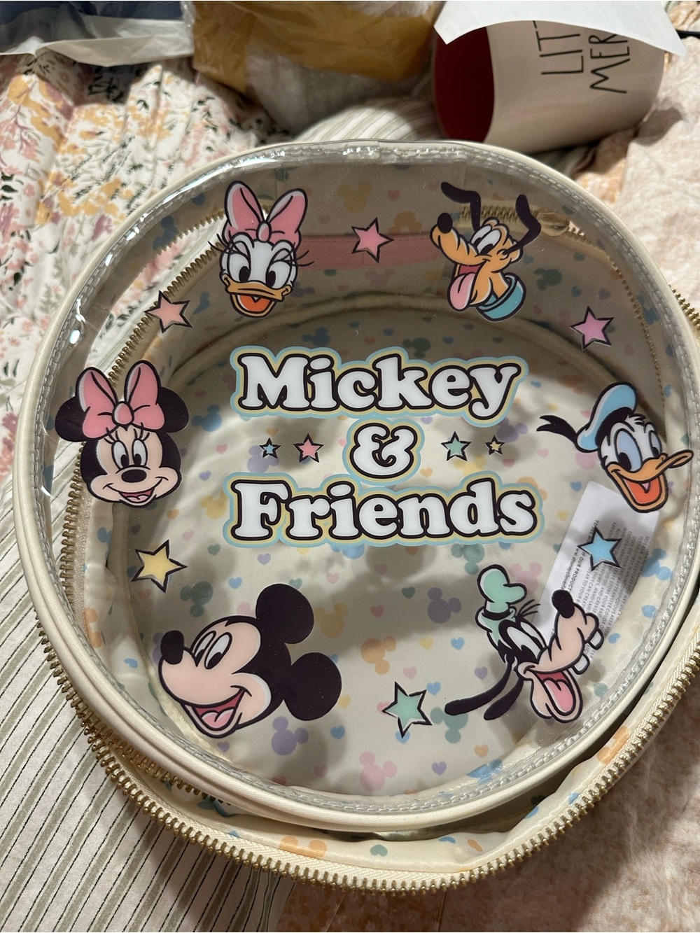 Stoney Clover Lane Clear Round Mickey & Friends Cosmetic Bag - Pastel Multicolor